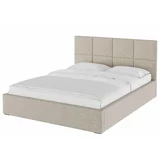 MESONICA Bež oblazinjena zakonska postelja s prostorom za shranjevanje z letvenim dnom 140x200 cm Bufo Bed – MESONICA