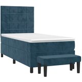 Box spring krevet s madracem tamnoplavi 90x200 cm baršunasti | shoptok.hr