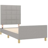  Posteljni okvir z vzglavjem svetlo siv 90x190 cm blago, (20788089) | Shoptok.si
