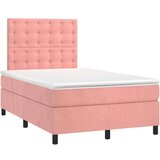  Krevet box spring s madracem LED ružičasti 120x190cm baršunasti | shoptok.hr