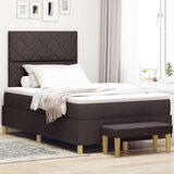 vidaXL Krevet s uzdužnom oprugom s madracem i klupicom tamno smeđi 120x200 cm tkanina | shoptok.hr