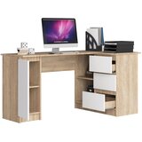 AKORD B20 Kotna Pisalna Miza, Desna Izvedba, Hrast Sonoma/Bela, (5000333033) | Shoptok.si
