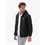 Ombre Men's hooded windbreaker jacket with classic cut - black Cene