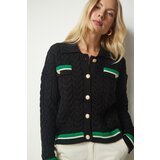 Happiness İstanbul Women's Black Knitted Pattern Sweater Cardigan PF0009 Cene