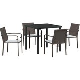 Vrtni set za objed 5 pcs Smeđa i crna PE ratan | Eponuda.com