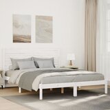 vidaXL Daljši posteljni okvir brez vzmetnice bel 160x220 cm trden les Cene