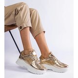 Gemre Caraballo women's gold sneakers with glitter inserts | Shoptok.si