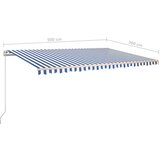 vidaXL Avtomatsko zložljiva tenda s stebrički 5x3 m modra in bela | Shoptok.si