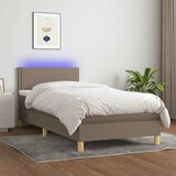  box spring s madracem LED smeđesivi 90x190 cm tkanina | shoptok.hr