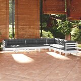 The Living Store Vrtna sedežna garnitura 8-delna z blazinami bela borovina - Vrtna Sedežna Garnitura, (21467327) | Shoptok.si