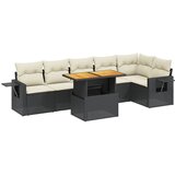 vidaXL Vrtna sedežna garnitura 7-delna z blazinami črn poli ratan, (21113316) | Shoptok.si