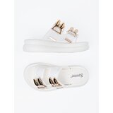 SEASTAR Flip-flops with gold buckles on the platform white | Shoptok.si