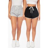 Dewberry 80189 2-Piece Set Women Mini Shorts-GREY-BLACK Cijene