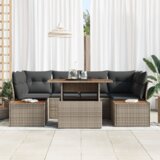 vidaXL 6-delna vrtna garnitura z blazinami siva poli ratan | Shoptok.si