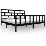 The Living Store Posteljni okvir črn iz borovine 200x200 cm - Posteljni Okvir, (21528276) | Shoptok.si