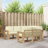  Set vanjskih sofa 7 kom. Bijela i krem Poliester Smeđa 251 x 132,5 x 73 cm | shoptok.hr