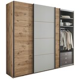 MID.YOU omara z drsnimi vrati, siva, barve hrasta | Shoptok.si