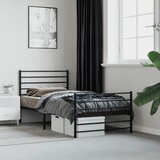The Living Store Kovinski posteljni okvir z vzglavjem in vznožjem črn 107x203 cm - Posteljni Okvir, (21526306) | Shoptok.si