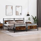 Metalni Kovinski posteljni okvir brez vzmetnice dimljen hrast 193x203cm, (21829666) | Shoptok.si