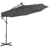vidaXL Previsni senčnik LED luči in kovinski drog 300 cm antracit | Shoptok.si