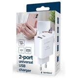 Gembird TA-UC-2AC12-01 USB punjac, 2-port USB-A+ USB-C, 2.4 A, white | ePonuda.com