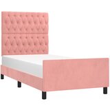  Okvir za krevet s uzglavljem ružičasti 90x200 cm baršunasti | shoptok.hr