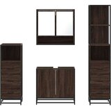  4-dijelni set kupaonskog namještaja boja smeđeg hrasta drveni | shoptok.hr