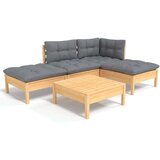  5-dijelna vrtna garnitura od borovine sa sivim jastucima | shoptok.hr