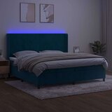  box spring s madracem LED tamnoplavi 200x200 cm baršun | shoptok.hr