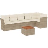 Maison Chic Seti vrtnega pohištva - Vrtna garnitura - Vrtni pohištvo set 7-delna z blazinami bež poli ratan, (21803186) | Shoptok.si
