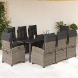 vidaXL 9-dijelni vrtni blagovaonski set sivi od poliratana | shoptok.hr