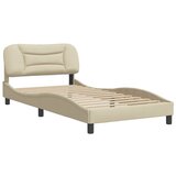  The Living Store Posteljni okvir z vzglavjem krem 100x200 cm blago - Posteljni Okvir, (21498213) | Shoptok.si