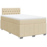 vidaXL Box spring postelja z vzmetnico krem 120x200 cm blago, (21307470) | Shoptok.si