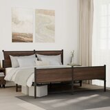Maison Chic Kovinski Posteljni okvir - Dvoposteljna postelja - Zakonska postelja brez vzmetnice rjavi hrast 180x200 cm, (21694494) | Shoptok.si
