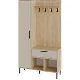 Kremno bel/v naravni barvi set za hodnik v hrastovem dekorju 108x195x35 cm Heidy –