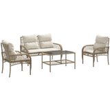 Maison Chic Seti vrtnega pohištva - Vrtna garnitura - Vrtni pohištvo set 4-delna z blazinami bež poli ratan, (21815823) | Shoptok.si