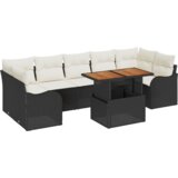 vidaXL 8-delna vrtna garnitura s blazinami črn poli ratan | Shoptok.si