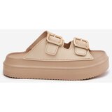 Boto Women's Platform Sandals with Golden Buckles Beige Zorila | Shoptok.si