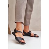 Zazoo Ladies leather flat sandals 3014 black Cene