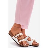 Boto Women's Fabric Slippers On Cork Platform With Buckles White Osoffe | shoptok.hr