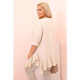 Kesi Włoski Women's Plus Size blouse with cotton, featuring a pocket and rolled sleeves kiwi | Shoptok.si