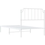 Metalni Kovinski posteljni okvir z vzglavjem bel 100x200 cm | Shoptok.si
