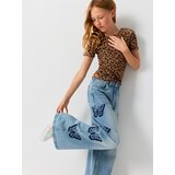 Sinsay Wide leg traperice s visokim strukom s vezenim leptirima | shoptok.hr