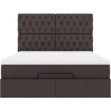  Otomanska postelja z vzmetnico & LEDs rjav 140x190 cm blago, (22011799) | Shoptok.si