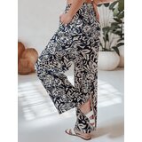 DStreet Spodnie damskie materiałowe wide leg TROPICAL SUN granatowe | shoptok.hr