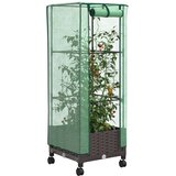  Vrtna saksija s pokrovom staklenika i kotačima Smeđa PP - Smeđa 40 x 40 x 123 cm s kotačima | shoptok.hr