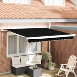 vidaXL Ročna Retraktibilna Tenda Črna 300x250 cm, Zamenjava Tenda za okvir 3x2,5 m Črna | Shoptok.si