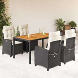 vidaXL 5-dijelni vrtni blagovaonski set s jastucima od poliratana crni | shoptok.hr