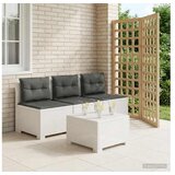 vidaXL Dvosjedni vrtni sofa s jastucima u ratan izgledu 3-sjedalo PP - Bijela 3 x sredina s antracit jastučićem i jastučićem za leđa | shoptok.hr