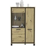 Livetastic Visoka Komoda Trondheim, Barva Hrasta, Črna | Shoptok.si